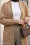 Camel Knitwear Jacket with Glitter Detail - 2