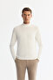 Men's Ecru Half Turtleneck Rayon Non-Pilling Regular Fit Knitwear Sweater A42Y5100