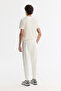 Men's Ecru Elastic Waist Lace-Up Elastane Regular Fit Sweatpants A42Y3418 - 3