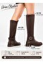Fabric Knee-High Boots with Buckle Detail D111 - 3