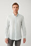 Men's Light Blue Button-Down Collar Seersucker Easy-Iron Slim Fit Shirt A41Y2082 - 3