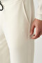 Men's Ecru Elastic Waist Lace-Up Zipper Long Soft Touch Regular Fit Sweatpants A41Y3401 - 6