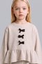 Bow and Ruffle Detailed Top and Ribbed Bottom 2-Piece Girls' Set Baby I4771A526Au - 2