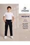 Boys' Black Denim Cargo Pants with Pockets, Elastic Waist, Straight Legs, School Pants - 2