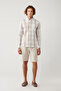 Men's Beige 100% Cotton Button-Down Collar Cotton Plaid Textured Regular Fit Shirt A41Y2044 - 6