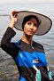 Women's Blue Patterned Full Covered Hijab Swimsuit Long 2-Piece Set U-048 - 3
