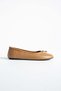 Bella Women's Genuine Leather Round Toe Knot Detail Ballerina Shoes