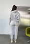 Women's Hooded 3-Strand Basic Tracksuit Set Gray - 2610 - 4