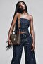 Embossed Printed Brown Small Women's Hand and Shoulder Bag - 3