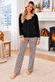 Leopard Detailed Buttoned Black Women's Pajama Set - 2