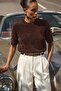 Bearded Short Sleeve Knitwear - Brown