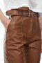 Women's Belt Detailed Leather Trousers - 6