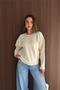 Women's Beige Collar Stone Embroidered Oversized Knitwear Sweater Nbk25818 (Std-36-42) - 2