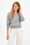 Anthracite Modern Boat Neck Knitwear Blouse Mg2804 - 2