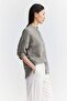 Women's Stripe Detailed Curved Sleeve High Collar Shirt - 2