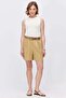 Women's Linen Blend Pleated Shorts - 2