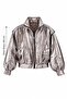 Brand Equivalent Shiny Quilted Bomber Coat - 8