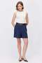 Women's Linen Blend Pleated Shorts - 5