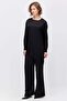 Women's Wide Leg Satin Textured Trousers - 2