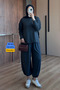 Women's Cupra Corduroy Crew Neck Basic Shalwar Hijab Set 3856 Black - Premium Series