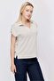 Women's Polo Neck V Cut Short Sleeve Blouse - 3
