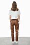 Women's Belt Detailed Leather Trousers - 7
