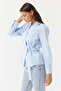 Women's Thick Striped Buckle Belted Shirt - 4