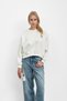 Ecru Crew Neck Embroidered Three Thread Short O Oversized Sweat - 5