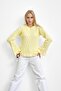 Yellow Waist and Sleeve Frill Trim Knit Sweater - 3
