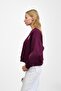 Plum Crew Neck Embroidered Three Thread Short O Oversized Sweat - 3