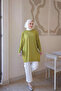 Oil Green Crew Neck Stone Embroidered Tunic - 3