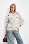 Stone Bow Embroidered Knitwear Cardigan