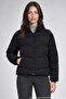 Women's Black, Padded Puffer Coat - High Collar, Water-Resistant - 4