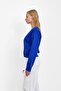 Cobalt Blue Double Pocket Zippered Knitwear Cardigan - 3