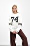 Ecru Front and Sleeve Printed Three Thread Sweat - 4