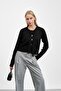 Black Collar Tied Buttoned Knitwear Cardigan - 5
