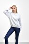 Gray Shoulder Detail Basic Three Thread Sweat