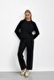 Black Modal Suit with Stone Detail on the Sides