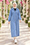 Women's Hooded Buttoned Pocket Blue Denim Jacket - 3