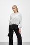 Gray Crew Neck Embroidered Three Thread Short O Oversized Sweat - 5