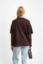 Brown Crew Neck Blouse with Ruffles on the Sleeves - 4