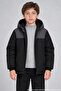 Boys' Black Antra Hooded Water and Wind Resistant Winter Puffer Coat - 2