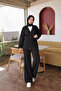 Black Cardigan and Trousers Cold Yarn Knitwear Set