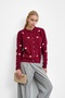 Burgundy Bow Embroidered Knitwear Cardigan - 5