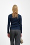 Navy Blue Buckle Detailed Double-Breasted Collar Corded Fabric Blouse - 4