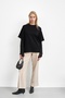 Black Crew Neck Blouse with Ruffles on the Sleeves - 2