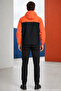 Men's Orange Black Hooded Zippered Waterproof Raincoat - Windbreaker - 5
