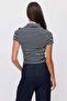 Women's Polo Neck Striped T-Shirt - 4