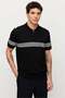 Men's Striped Zippered Knitwear T-Shirt - 2