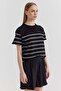 Women's Sausage Collar Striped Short Sleeve Knitwear T-Shirt - 3